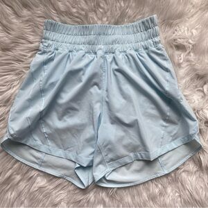 Lululemon Track That High-Rise Lined Short 5” Women’s Size 4 Powder Blue